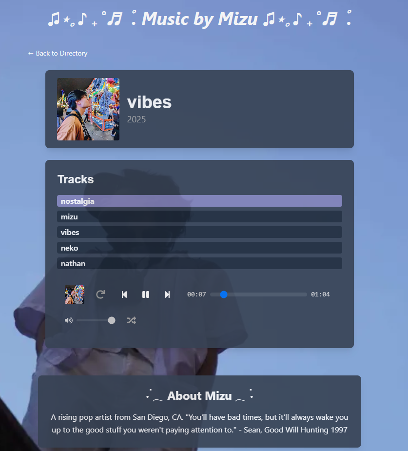 Music Player in dark mode